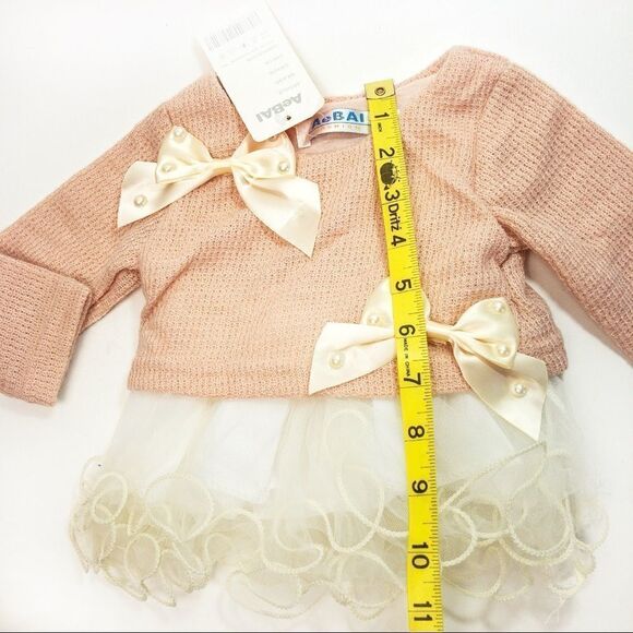 NWT Pink Sweater Dress with Ivory Tulle Sz 6-9M - Picture 8 of 8